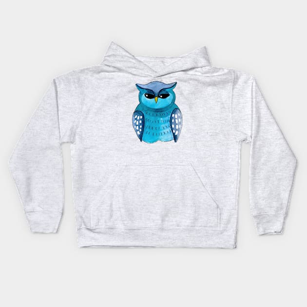 Guardian Owl Watercolor Kids Hoodie by WatercolArt